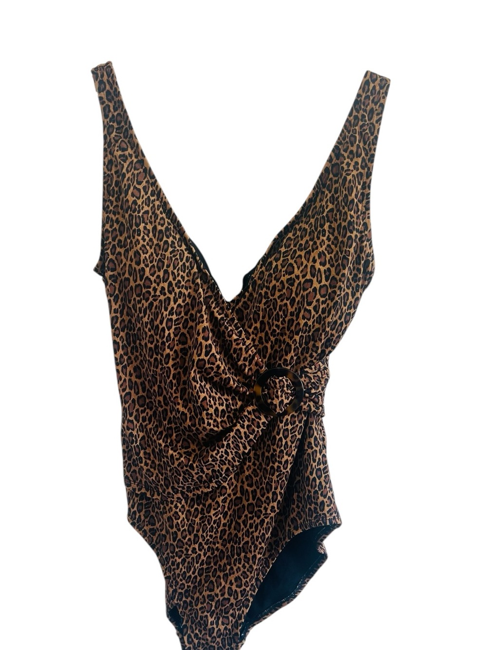 Tommy Bahama Leopard Print One-Piece Swimsuit with Ring Detail - Brown/Black